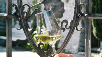 Weinplauderei, Weinglas vor Schmiedeeisen © Jessica Müller/ Alpenregion Bludenz Tourismus GmbH