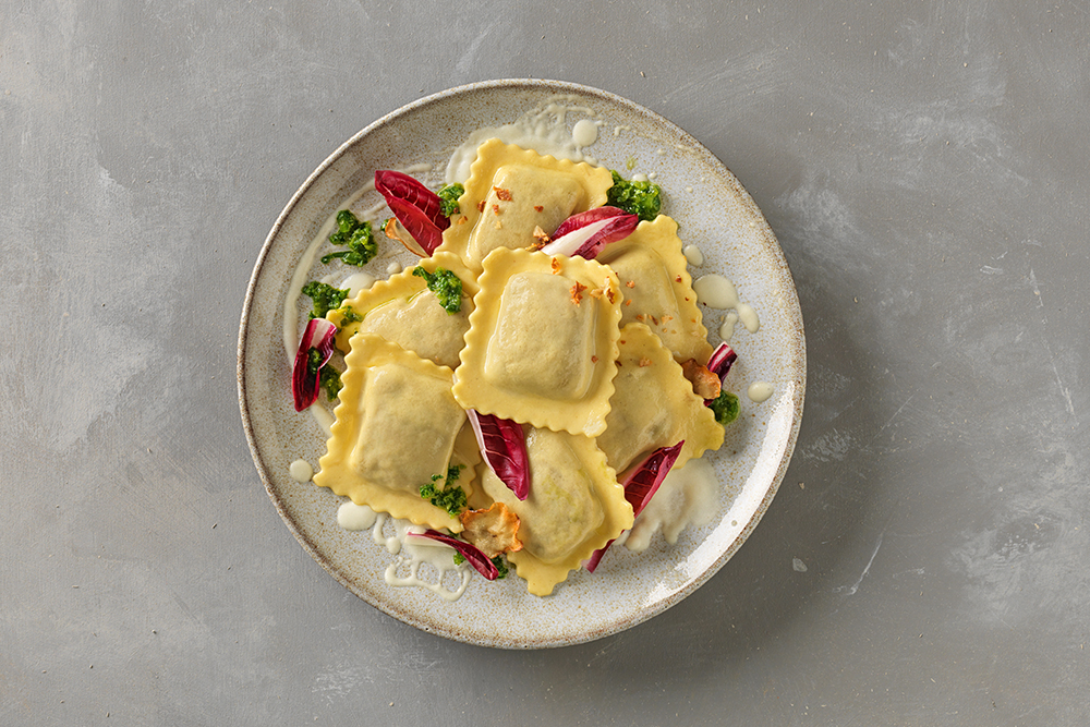 Raviolo Brasato Topinambur Radicchio © MojoVerde