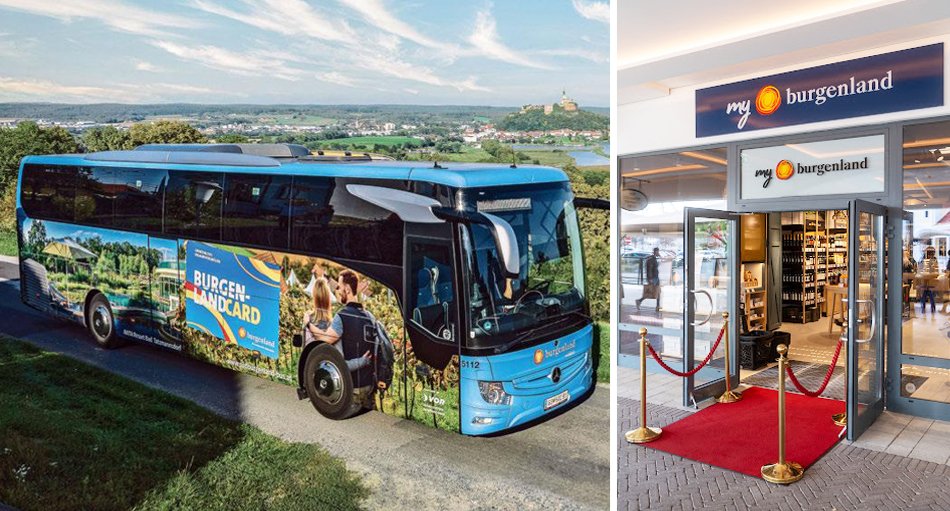 Burgenland Card mit kostenlos inkludiertem öffentlichen Verkehr und Anruf-Sammeltaxi BAST sowie der ‚my burgenland Shop‘ im Designer Outlet Parndorf
